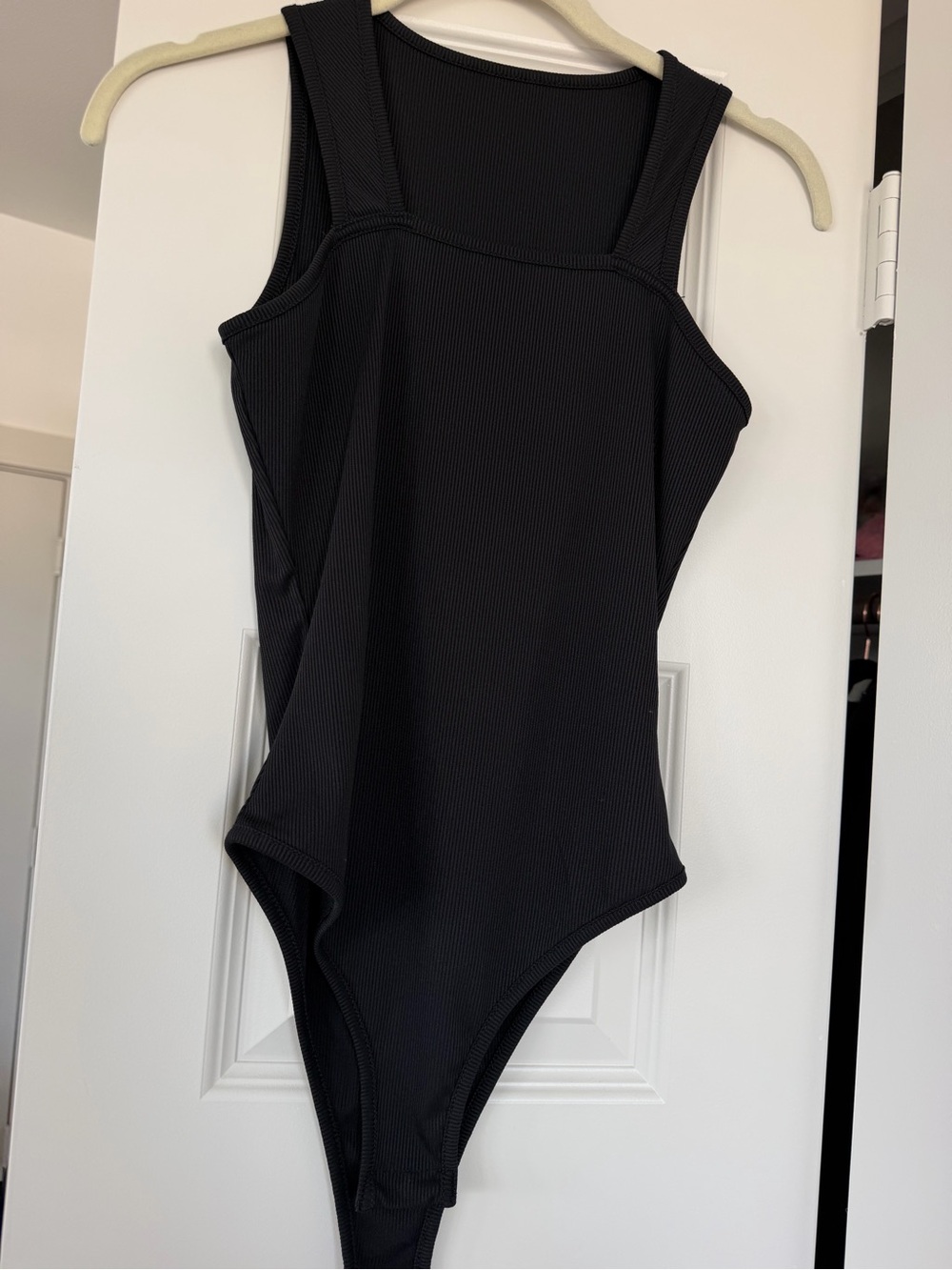 MANGOPOP Black Ribbed One-Piece Bodysuit - Never Worn